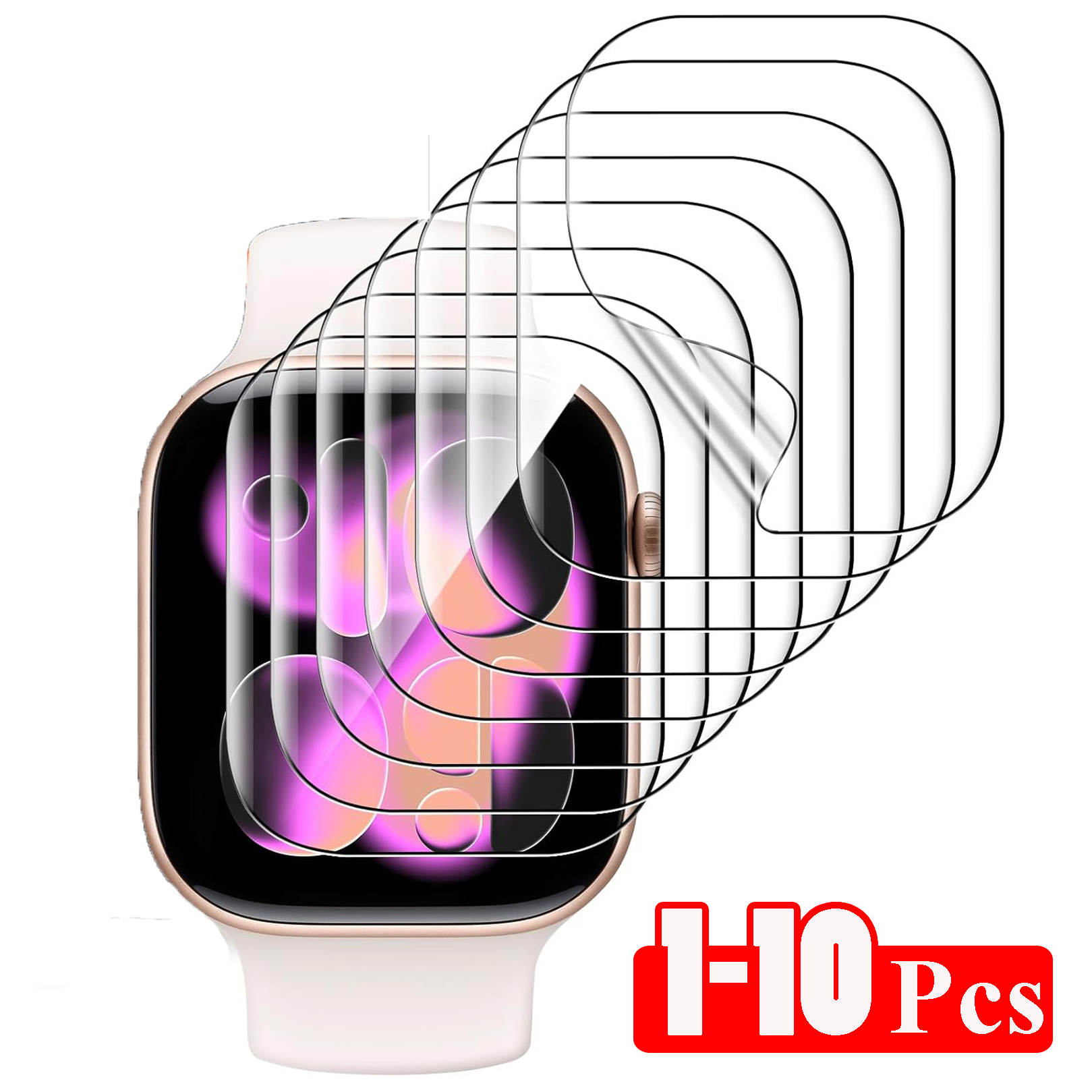 Watch Case Bumper - 1-10PCS Hydrogel Film for Apple Watch