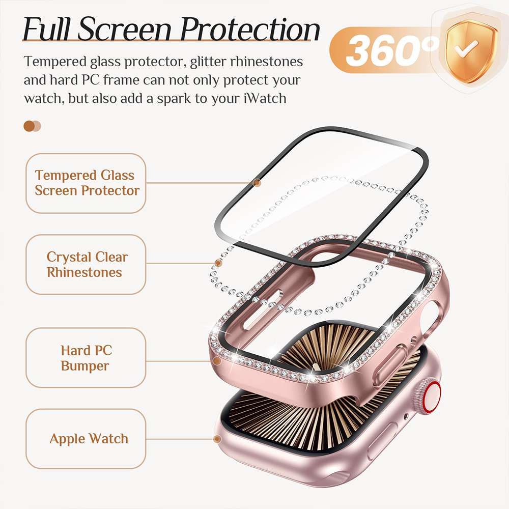 Diamond Case+Glass For Apple w - Apple Smartwatch Accessories ulasan dan harga