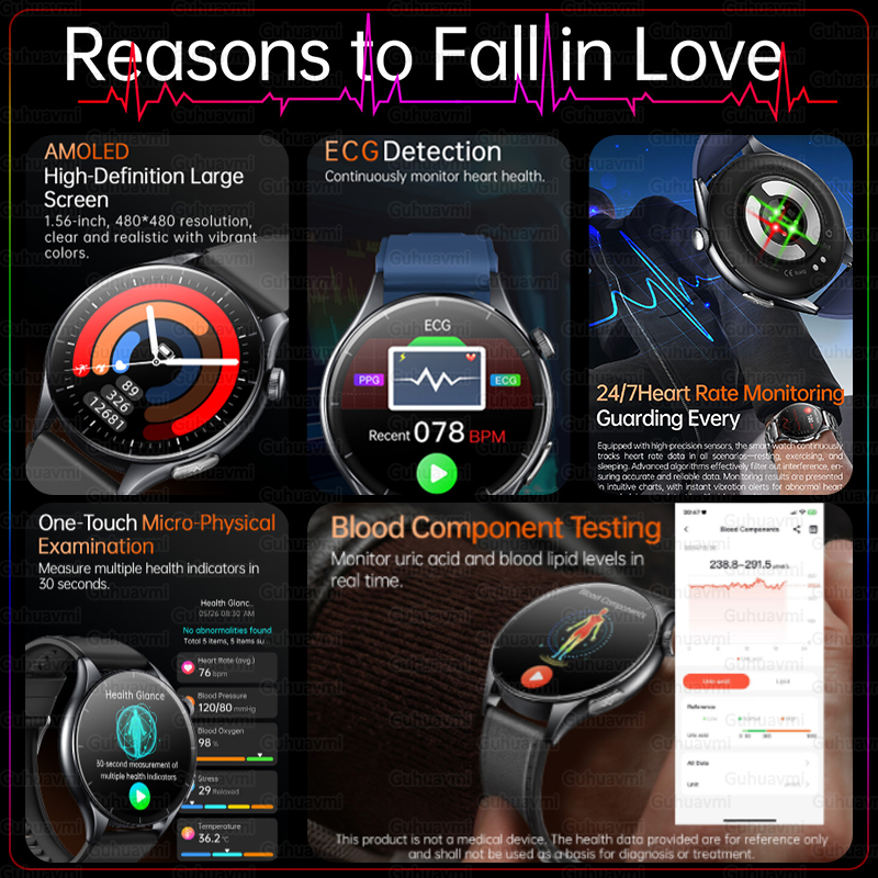 2026 New NFC+ECG+PPG Health Sm - Android Smartwatch Accessories ulasan dan harga