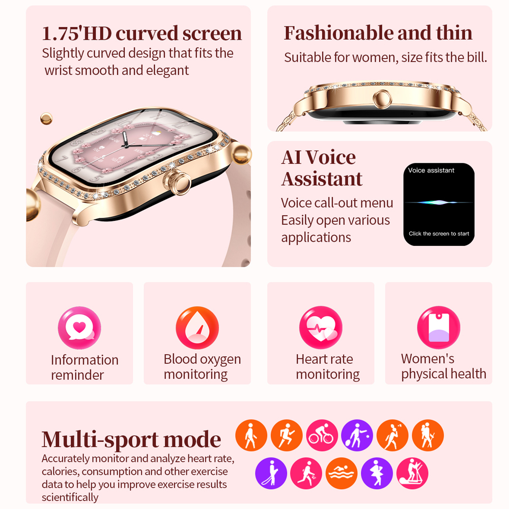 2026 New Fashion Women Diamond - Smartwatch Faces ulasan dan harga