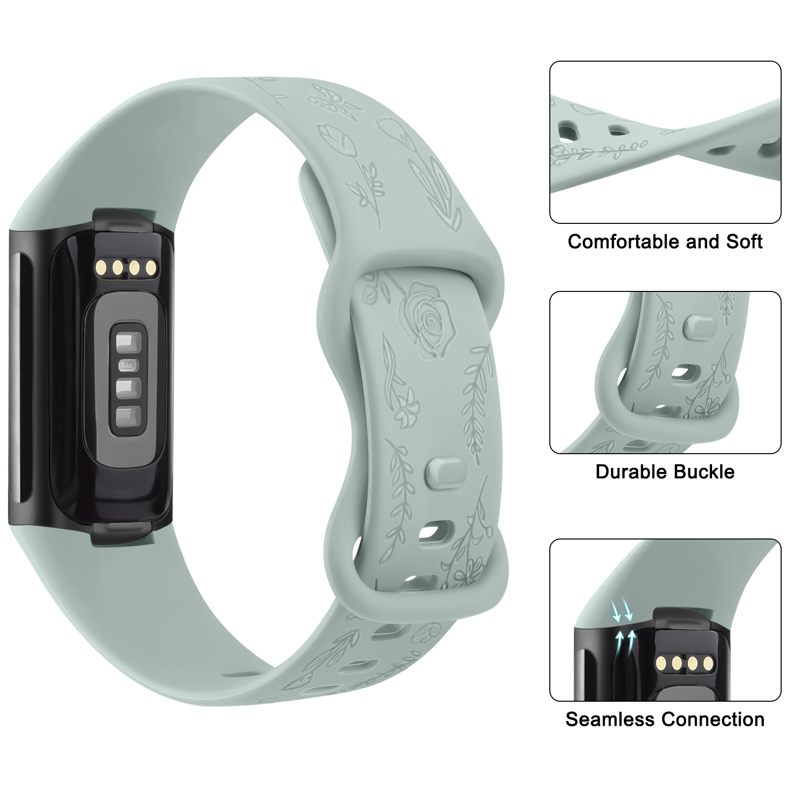 Flower Engraved Watch Strap Fo - Silicone Band Replacement ulasan dan harga