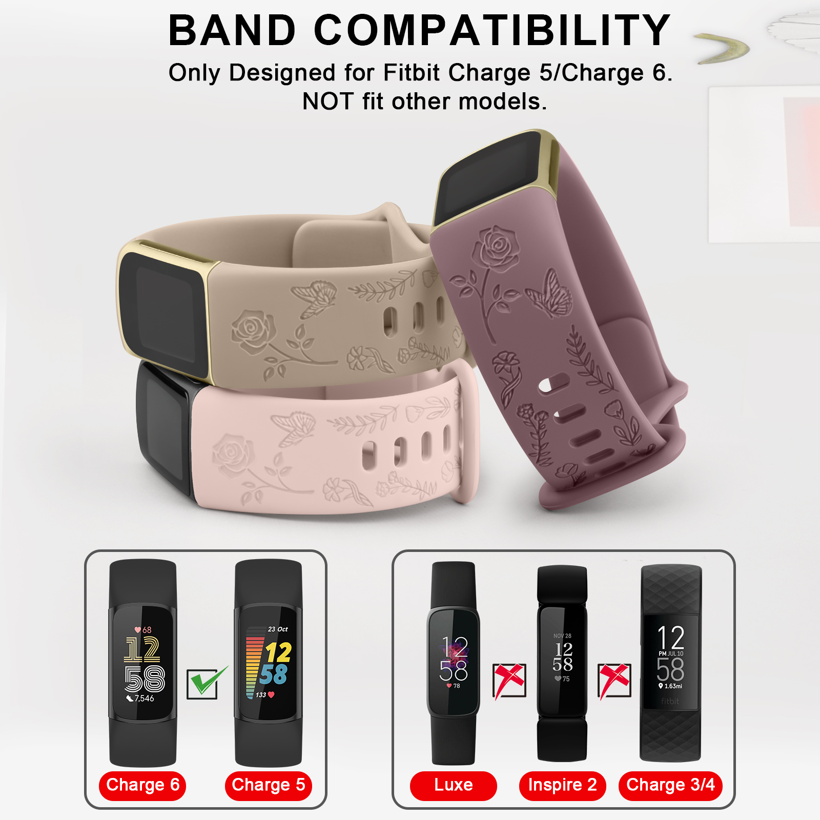 Flower Engraved Watch Strap Fo - Silicone Band Replacement ulasan dan harga